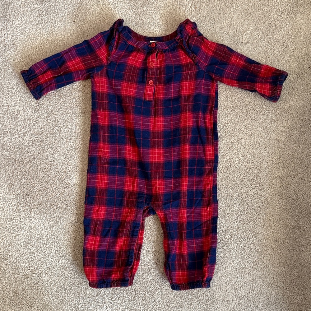 GAP Red and Blue Plaid Baby Romper